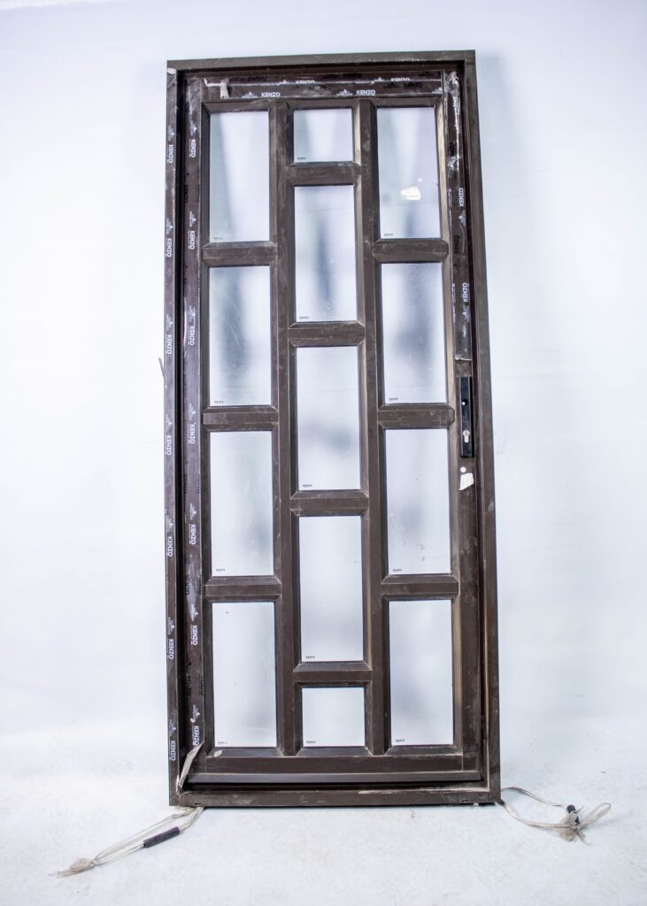 Swart Alum Door 900x2100 FR Single Brick Glass