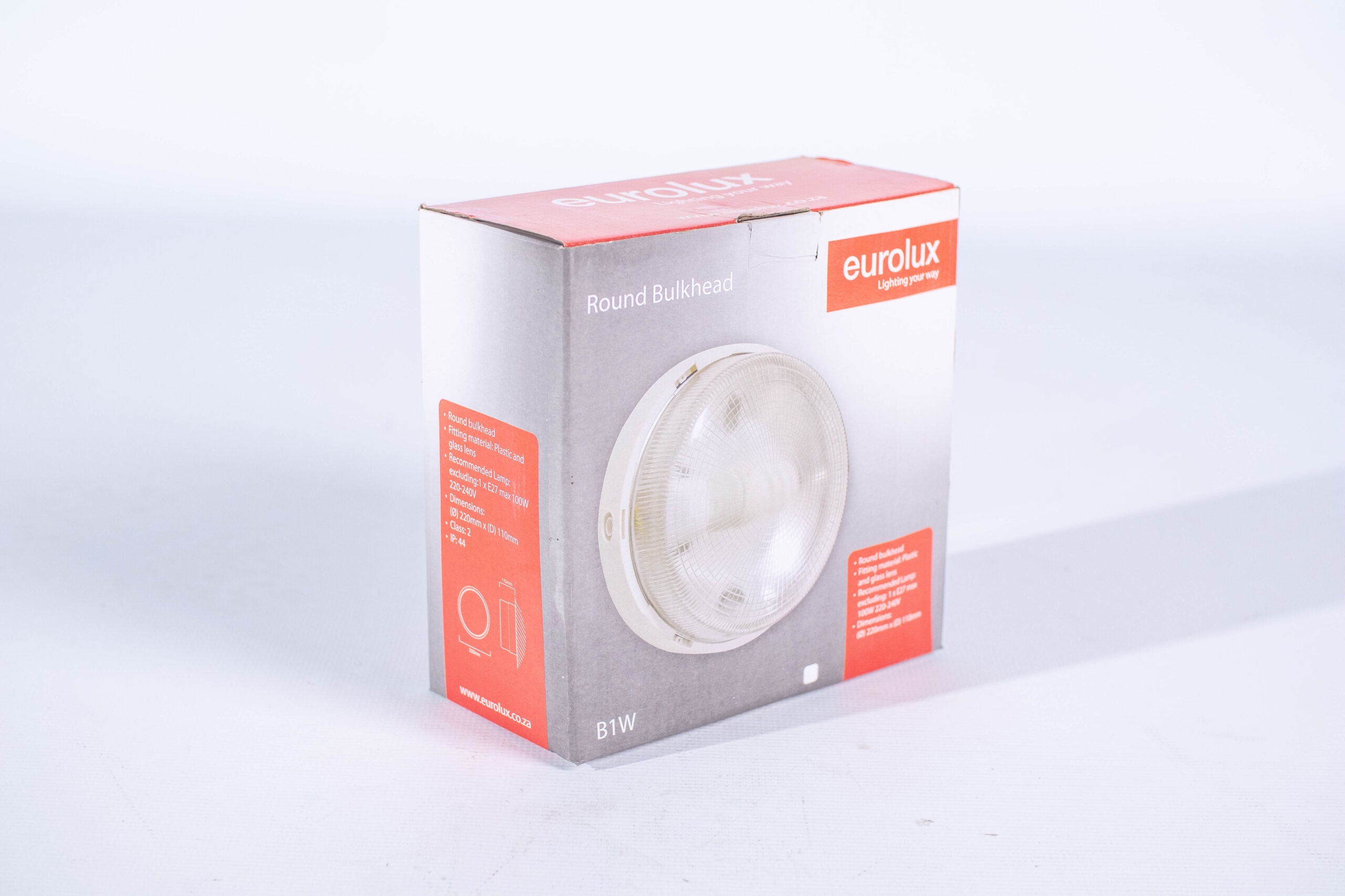 Round Glass Bulk Head 220mm Black 1X100w