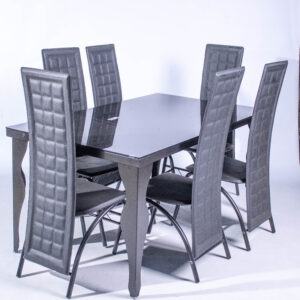 Table Glass And Leather 7pc (A150)